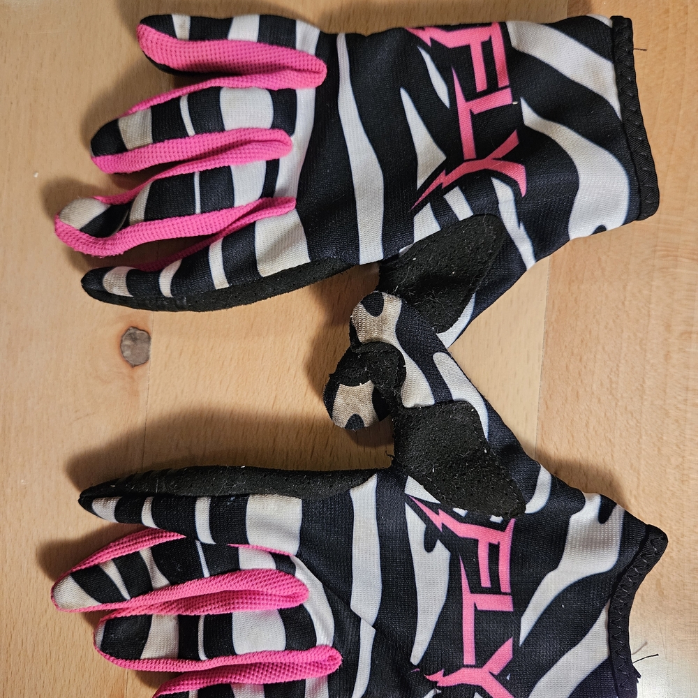 Zebra Print Gloves with Pink Accents
